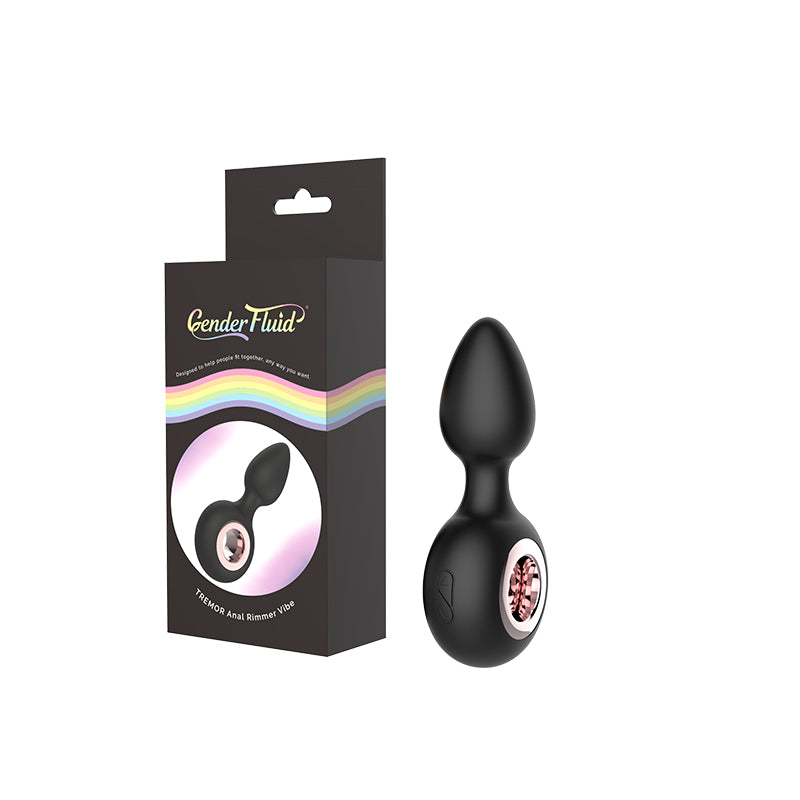 Gender Fluid Tremor Rechargeable Silicone Anal Rimmer Vibrating Plug Black-Pinkfoxxx
