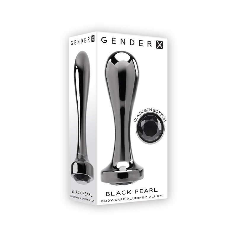 Gender X Black Pearl Aluminum Anal Plug With Black Gemstone Base-Pinkfoxxx