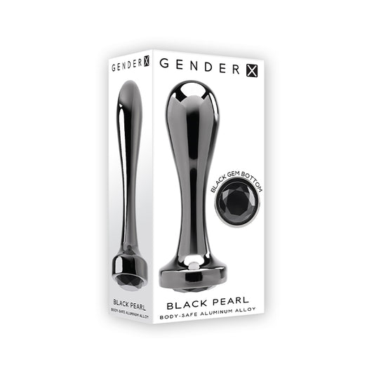 Gender X Black Pearl Aluminum Anal Plug With Black Gemstone Base-Pinkfoxxx