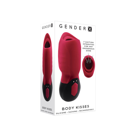 Gender X Body Kisses Rechargeable Vibrating Silicone Suction Massager Red-Pinkfoxxx