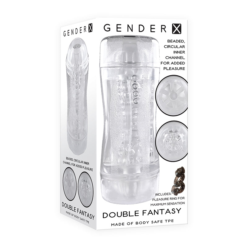 Gender X Double Fantasy Dual Entry Stroker Clear-Pinkfoxxx