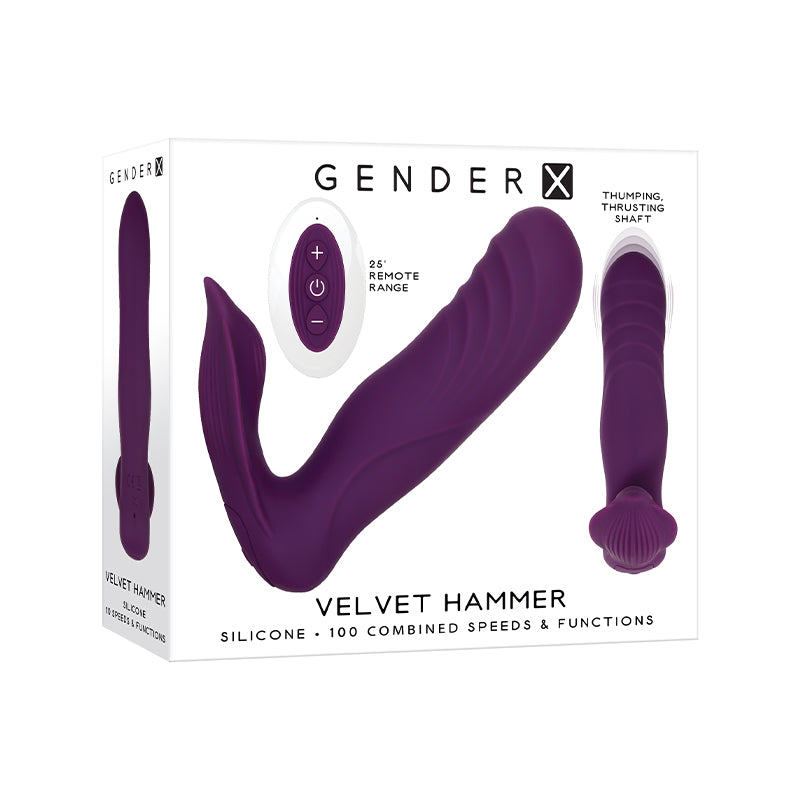 Gender X Velvet Hammer Rechargeable Remote-Controlled Thumping Thrusting Dual Stimulator Purple-Pinkfoxxx