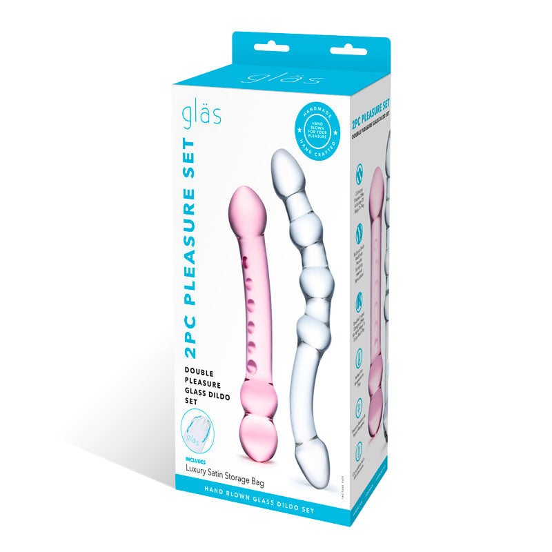 Glas 2-Piece Double Pleasure Glass Dildo Set-Pinkfoxxx