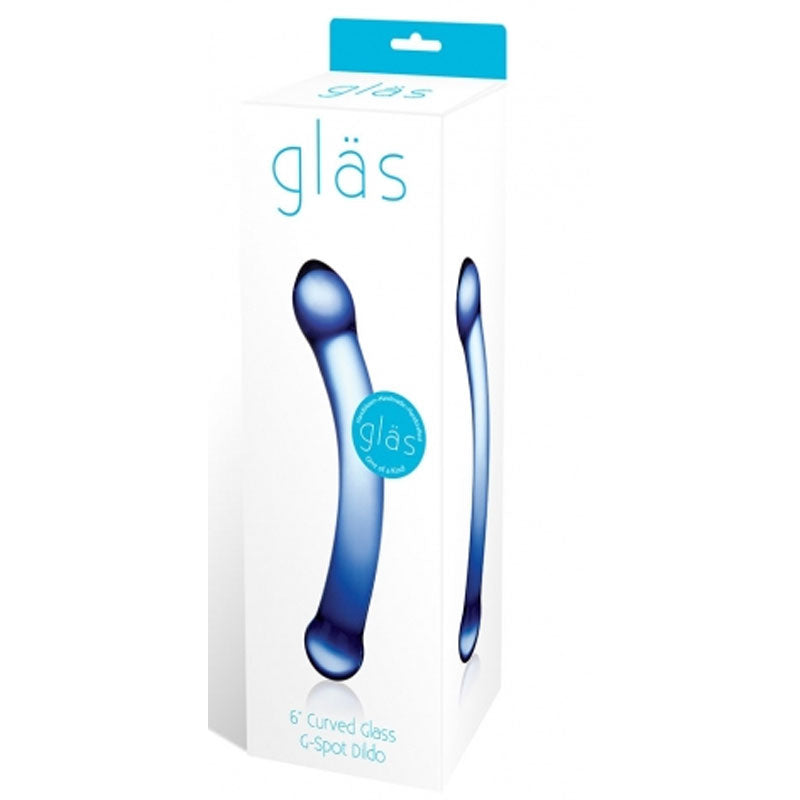 Glas 6 in. Curved G-Spot Glass Dildo Blue-Pinkfoxxx