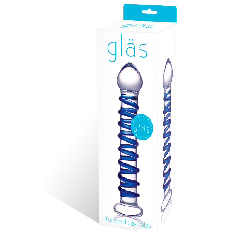 Glas 7.5 in. Blue Spiral Glass Dildo-Pinkfoxxx