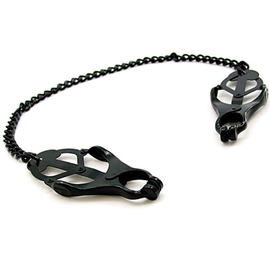 H2H Nipple Clamps Jaws W/Chain (Black)-Pinkfoxxx