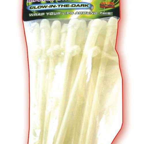 PARTY PECKER SIPPING STRAWS-GLOW-10PK
