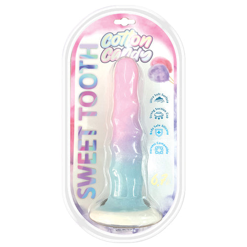 COTTON CANDY POWDER PUFF 6.5IN SILICONE DILDO