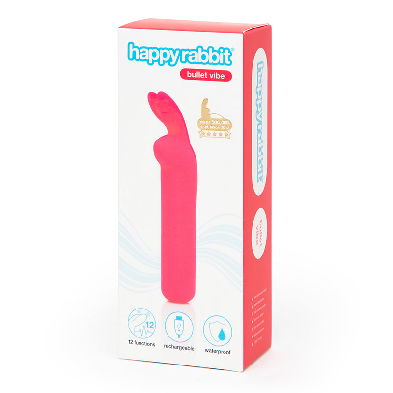 Happy Rabbit Rechargeable Silicone Bullet Vibrator With Ears-Pinkfoxxx