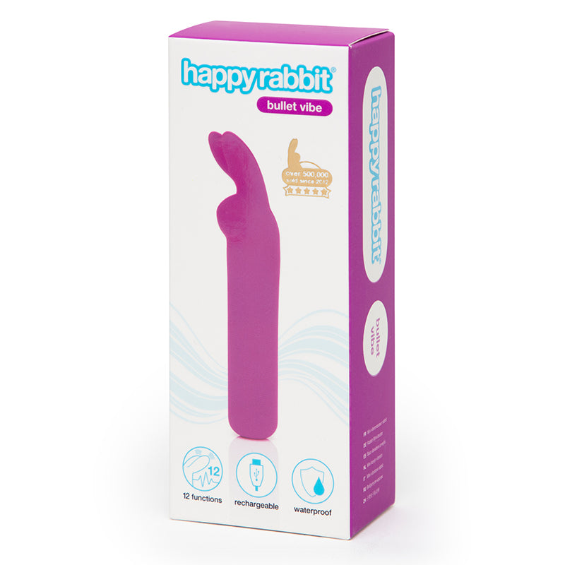 Happy Rabbit Rechargeable Silicone Bullet Vibrator With Ears-Pinkfoxxx
