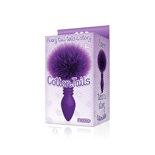 THE 9S COTTONTAILS BUNNY TAIL BUTT PLUG RIBBED PURPLE - IB2687