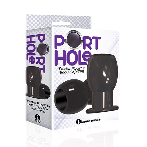 THE 9S PORT HOLE HOLLOW BUTT PLUG BLACK - IB2697