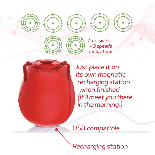WILD ROSE RECHARGEABLE SILICONE SUCTION VIBRATOR - IB1700
