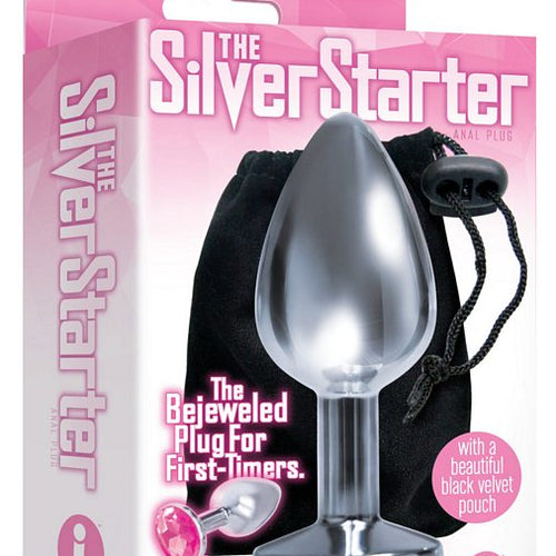 9'S SILVER STARTER BEJEWELED STAINLESS STEEL PLUG - IB23132