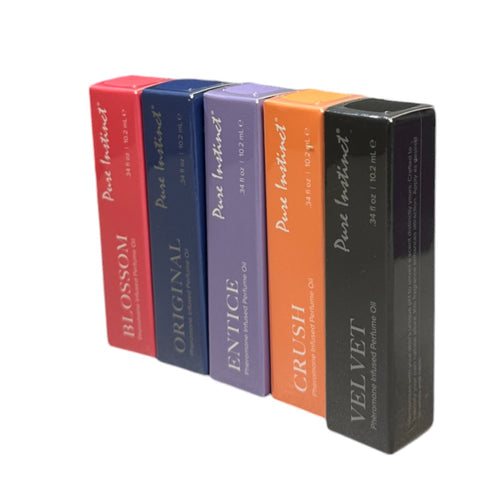 PURE INSTINCT PHEROMONE INFUSED PERFUME OIL ACRYLIC CUBE DISPLAY W/TESTERS (36PCS)