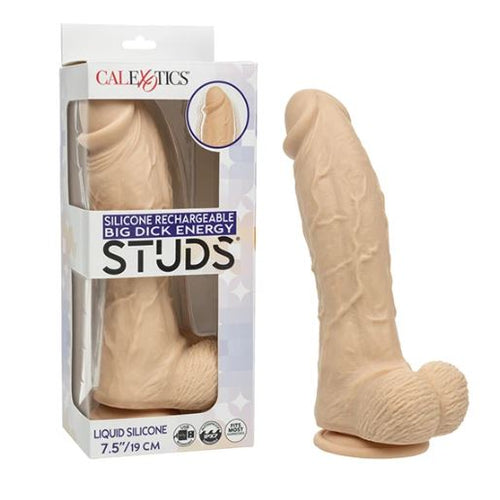 STUDS RECHARGEABLE VIBRATING 9.5 SUCTION CUP DILDO ENERGY IVORY" - SE025720