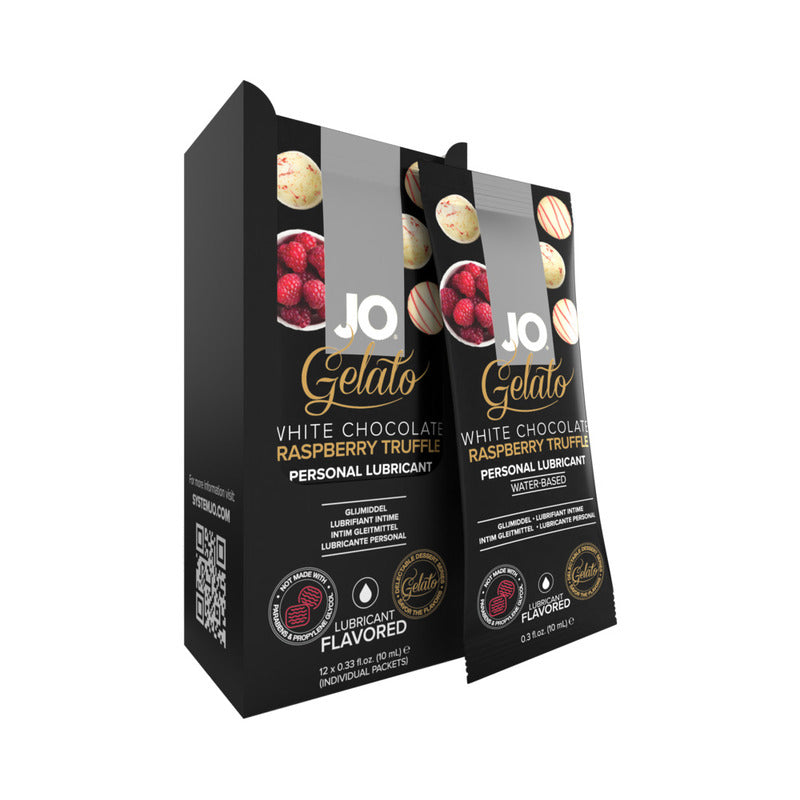 JO H2O White Chocolate Raspberry Lubricant Foils 12-Piece Display 0.34 oz.-Pinkfoxxx