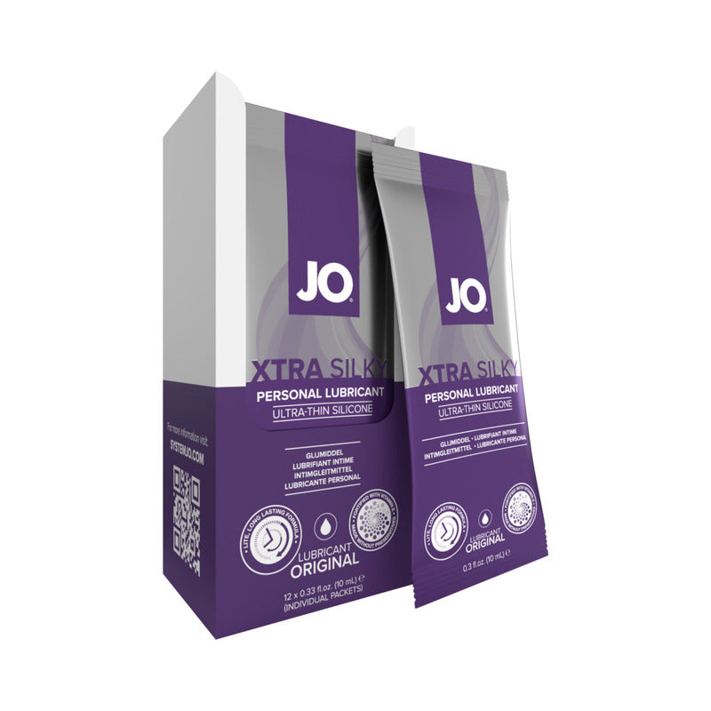JO Silicone Xtra Silky Lubricant Foils 12-Piece Display 0.34 oz.-Pinkfoxxx