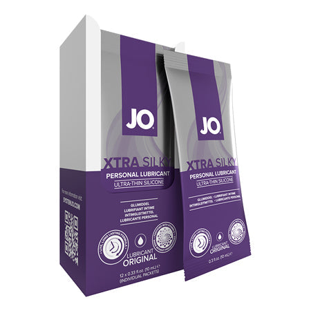 JO Silicone Xtra Silky Lubricant Foils 12-Piece Display 0.34 oz.-Pinkfoxxx