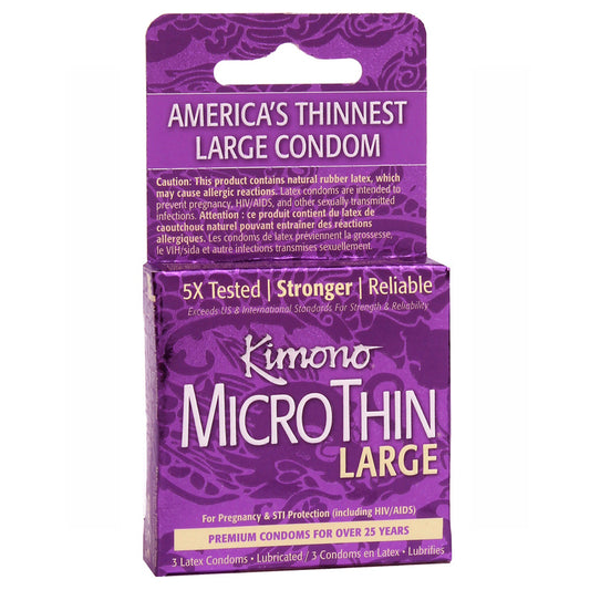 Kimono Micro Thin Large Condoms (3 Pack)-Pinkfoxxx