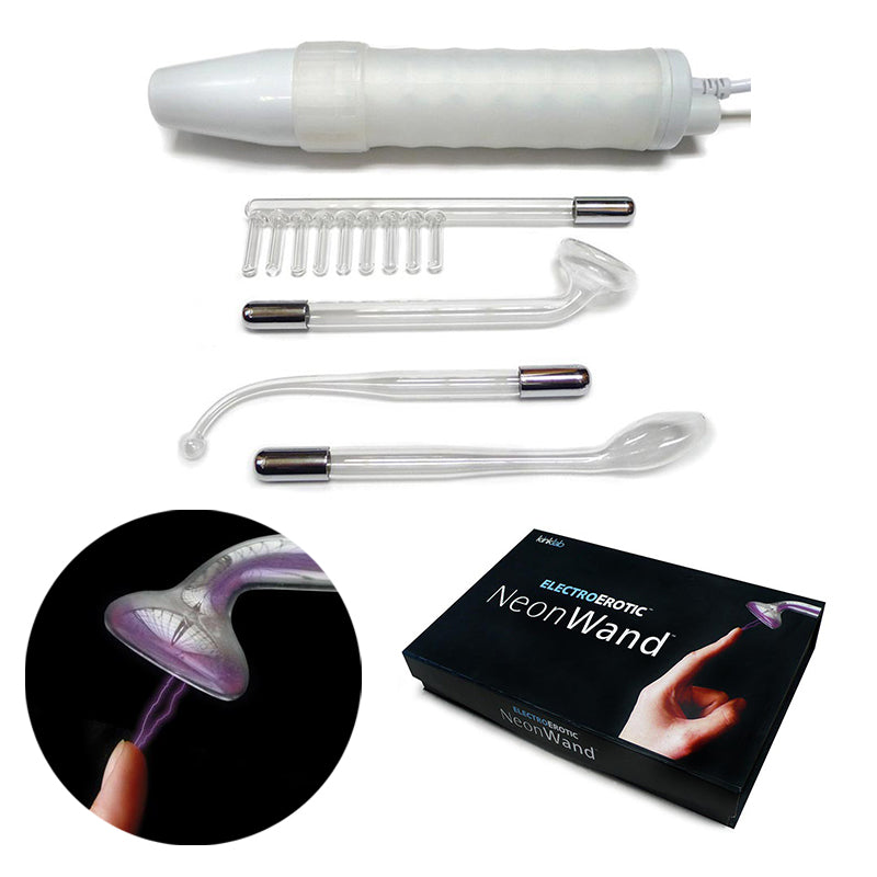 KinkLab Neon Wand Electrosex Kit (White handle/ Elec)-Pinkfoxxx