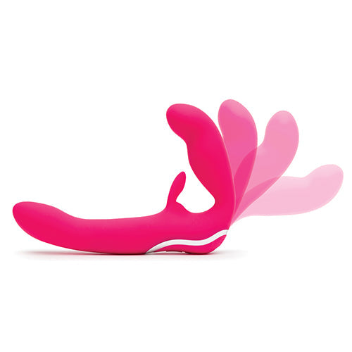 HAPPY RABBIT RECHARGEABLE PINK VIBRATING STRAPLESS STRAP ON - LH74311