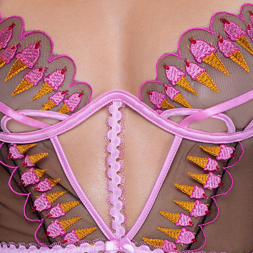 LI598 - Strawberry Sherbet 2-Piece Bustier Short Set