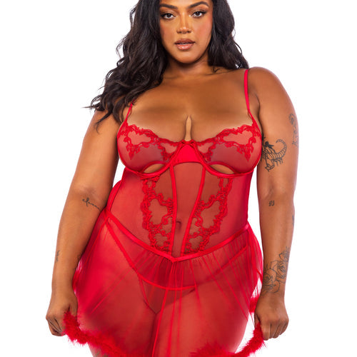 LI719 - Baroque Heart Babydoll 2-Piece Set