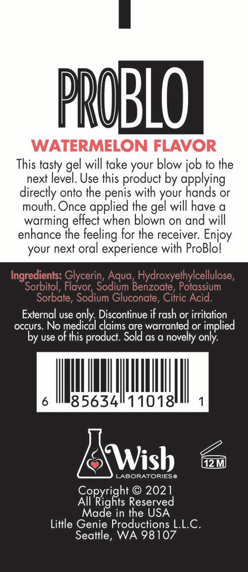 PROBLO ORAL PLEASURE GEL WATERMELON 1.5 OZ