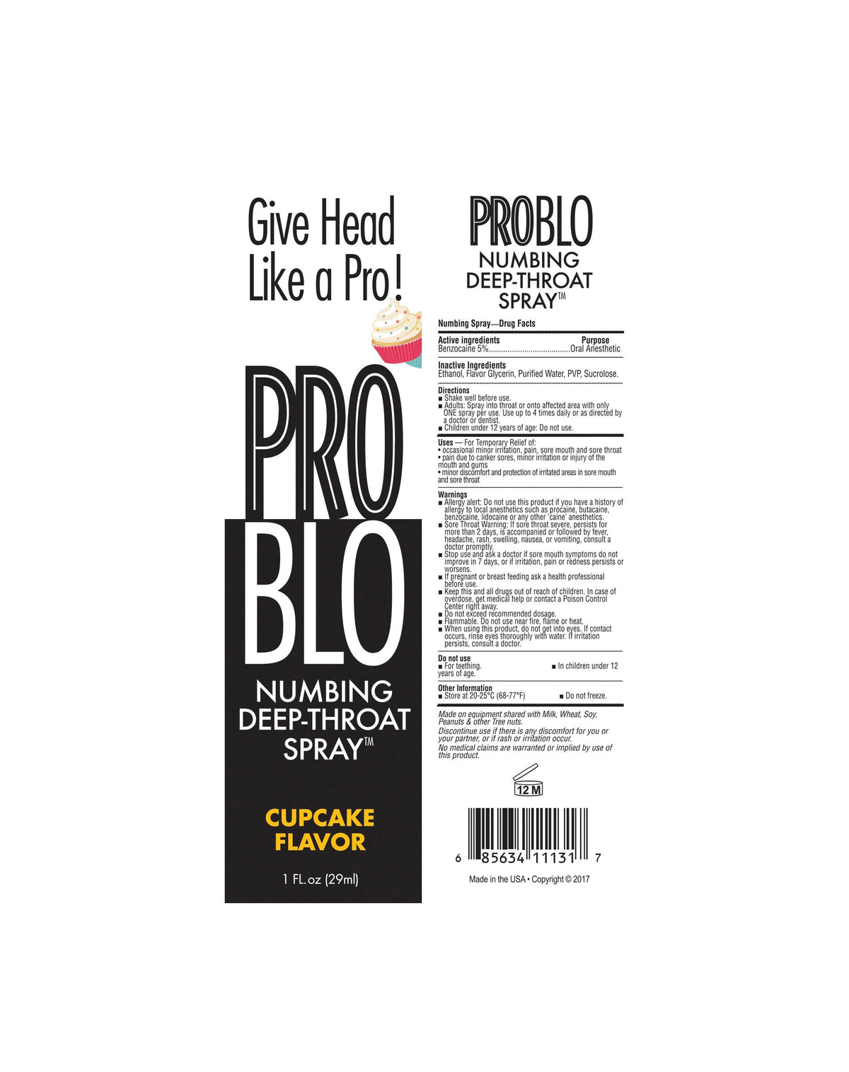 PROBLO DEEP THROAT SPRAY CUPCAKE 1OZ