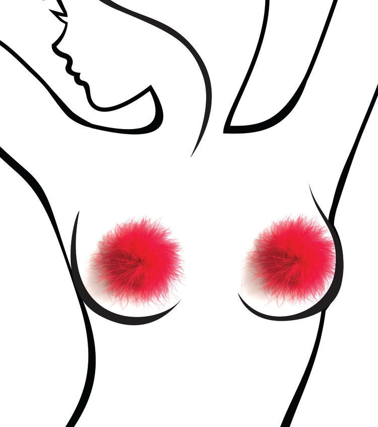 SEXY AF RED MARABOU NIPPLE COVERS
