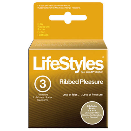 LifeStyles Ultra Ribbed Condoms (3 pack)-Pinkfoxxx