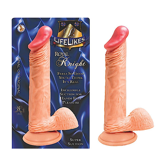 Lifelikes Royal Knight 8in. Dong With Suction Cup & Balls-Pinkfoxxx