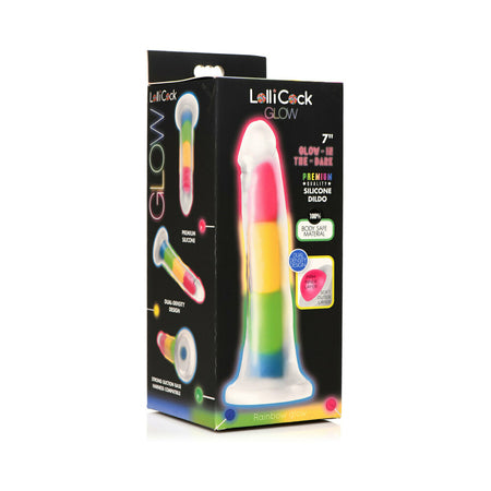 Lollicock Silicone Dildo 7 in. Rainbow Glow in the Dark-Pinkfoxxx