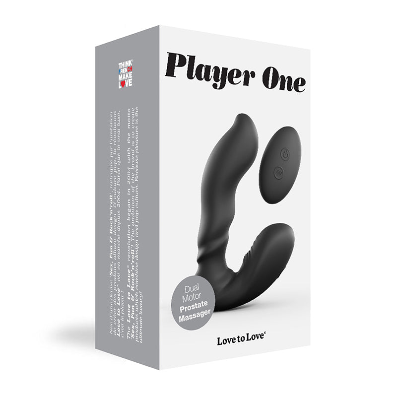 Love to Love Player One Dual Motor Vibrating Prostate Massager With Remote Black-Pinkfoxxx