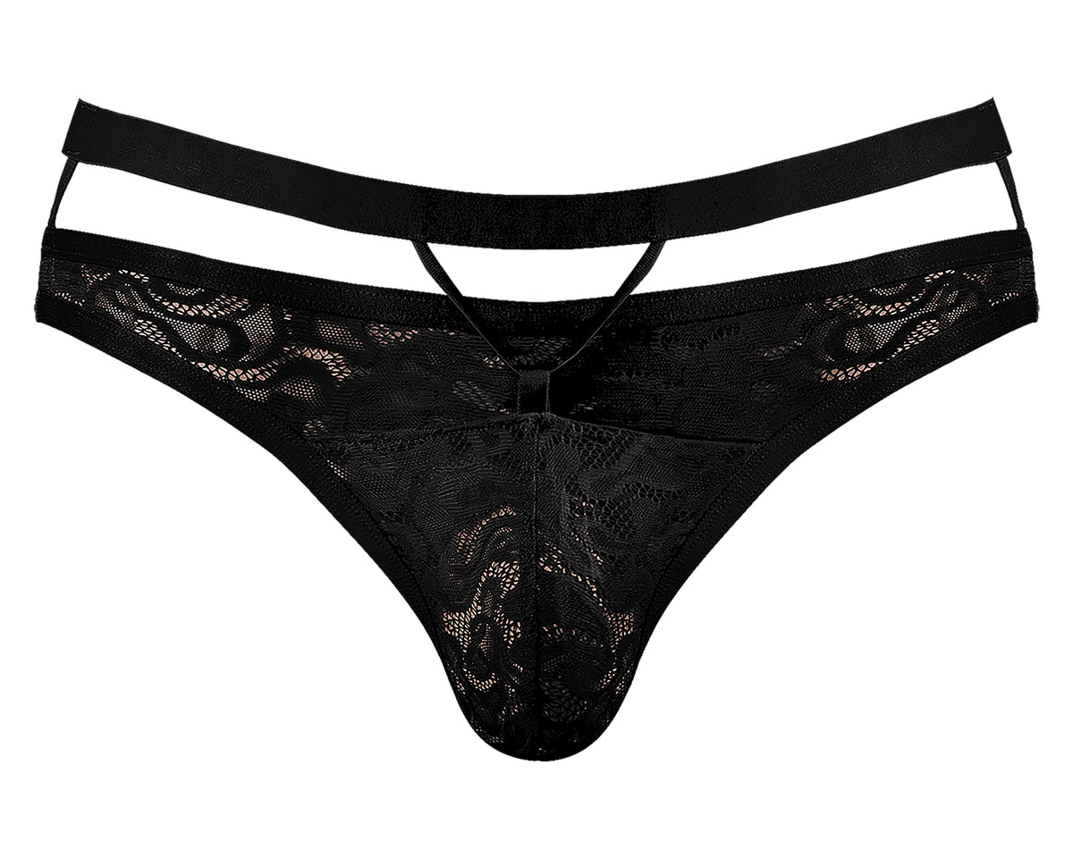 LUCIFER CUTOUT THONG BLACK S/M - MP446289BKSM