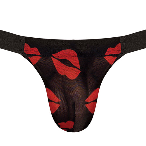 KISS ME MICRO THONG V LIPS PRINT S/M - MP454232BKSM