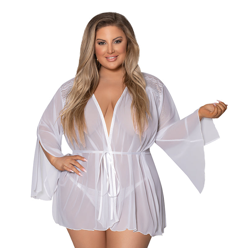 Magic Silk Modern Romance Short Robe White Queen Size-Pinkfoxxx
