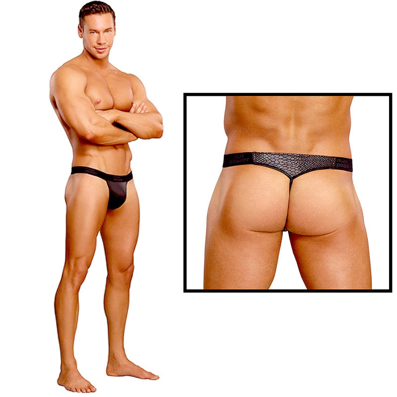 Male Power Cobra Micro V Thong Small/Medium (Black)-Pinkfoxxx