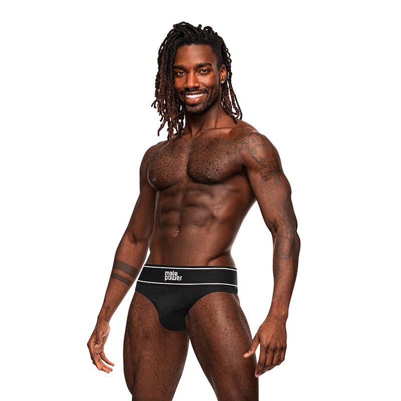 Male Power Modal Rib Bong Thong Black L/XL-Pinkfoxxx