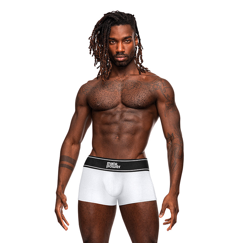 Male Power Modal Rib Pouch Short White L-Pinkfoxxx