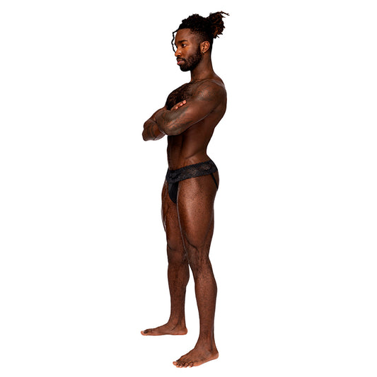 Male Power Sassy Lace Skirt Jock Black L/XL-Pinkfoxxx