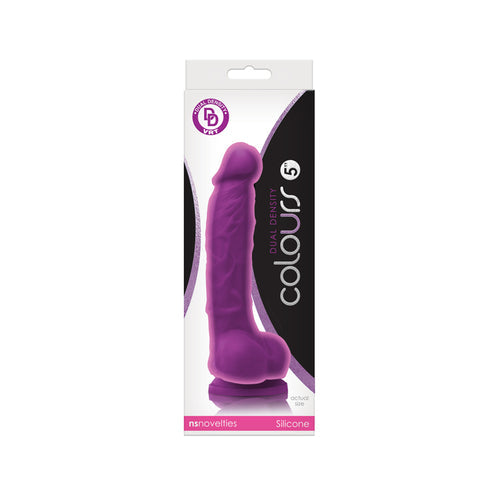 COLOURS DUAL DENSITY 5IN DILDO PURPLE - NSN040315