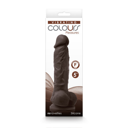 COLOURS PLEASURES VIBRATING 5 DILDO DARK BROWN " - NSN040229