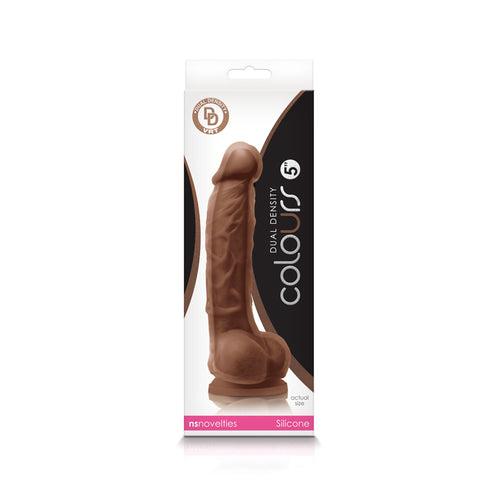 COLOURS DUAL DENSITY 5IN DILDO BROWN - NSN040312