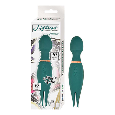 Nasstoys Mystique Magic Vibe Rechargeable Dual Ended Silicone Wand Vibrator Green-Pinkfoxxx