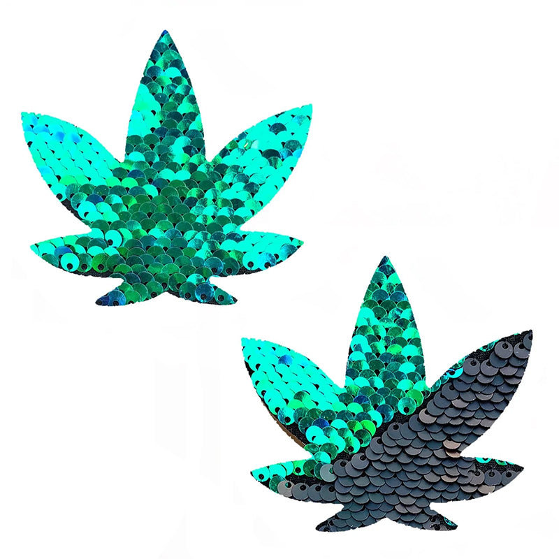 Neva Nude Pasty Pot Leaf Sequin Green To Black-Pinkfoxxx