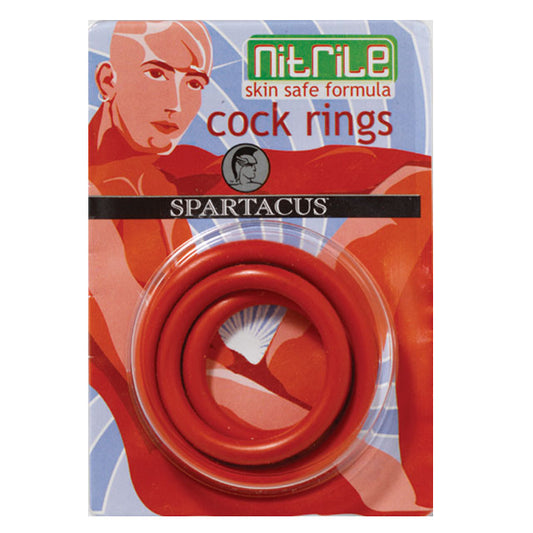 Nitrile Cock Ring Set (Red/3)-Pinkfoxxx