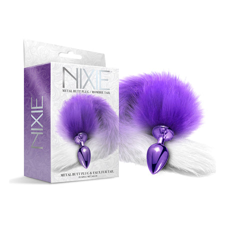 Nixie Metal Butt Plug With Ombre Tail Purple Metallic-Pinkfoxxx