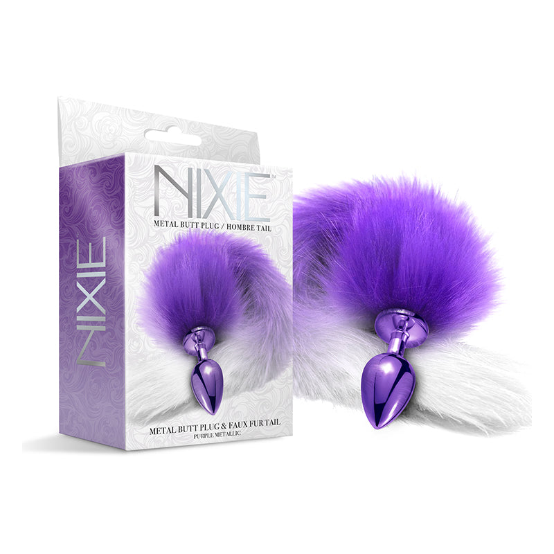 Nixie Metal Butt Plug With Ombre Tail Purple Metallic-Pinkfoxxx